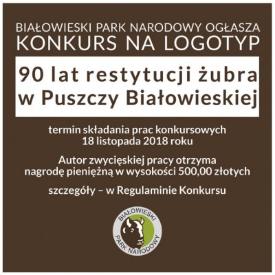 KONKURS na logotyp 90 lat restytucji żubra w Puszczy Białowieskiej